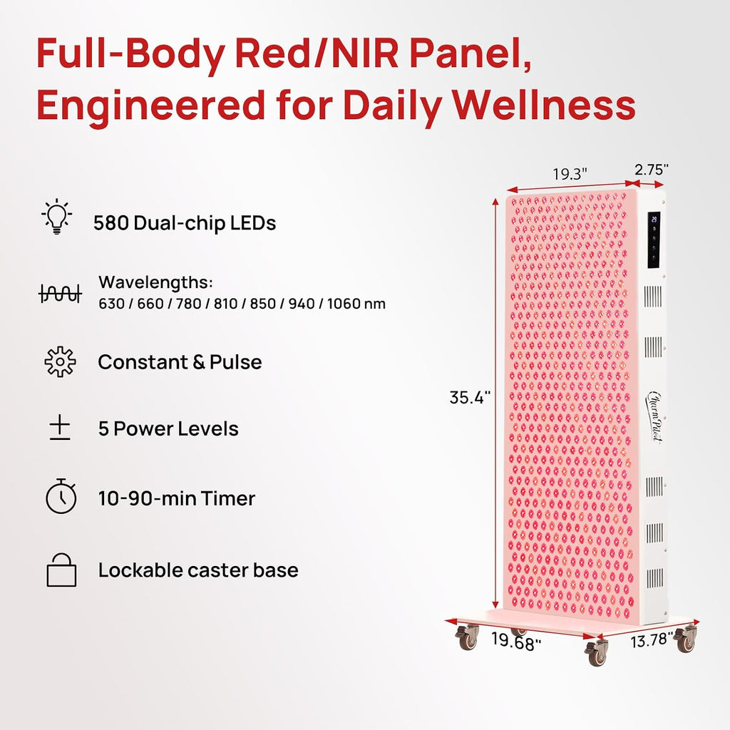 Red Light Therapy Panel for Body, 580Leds, Near‑Infrared Light Device