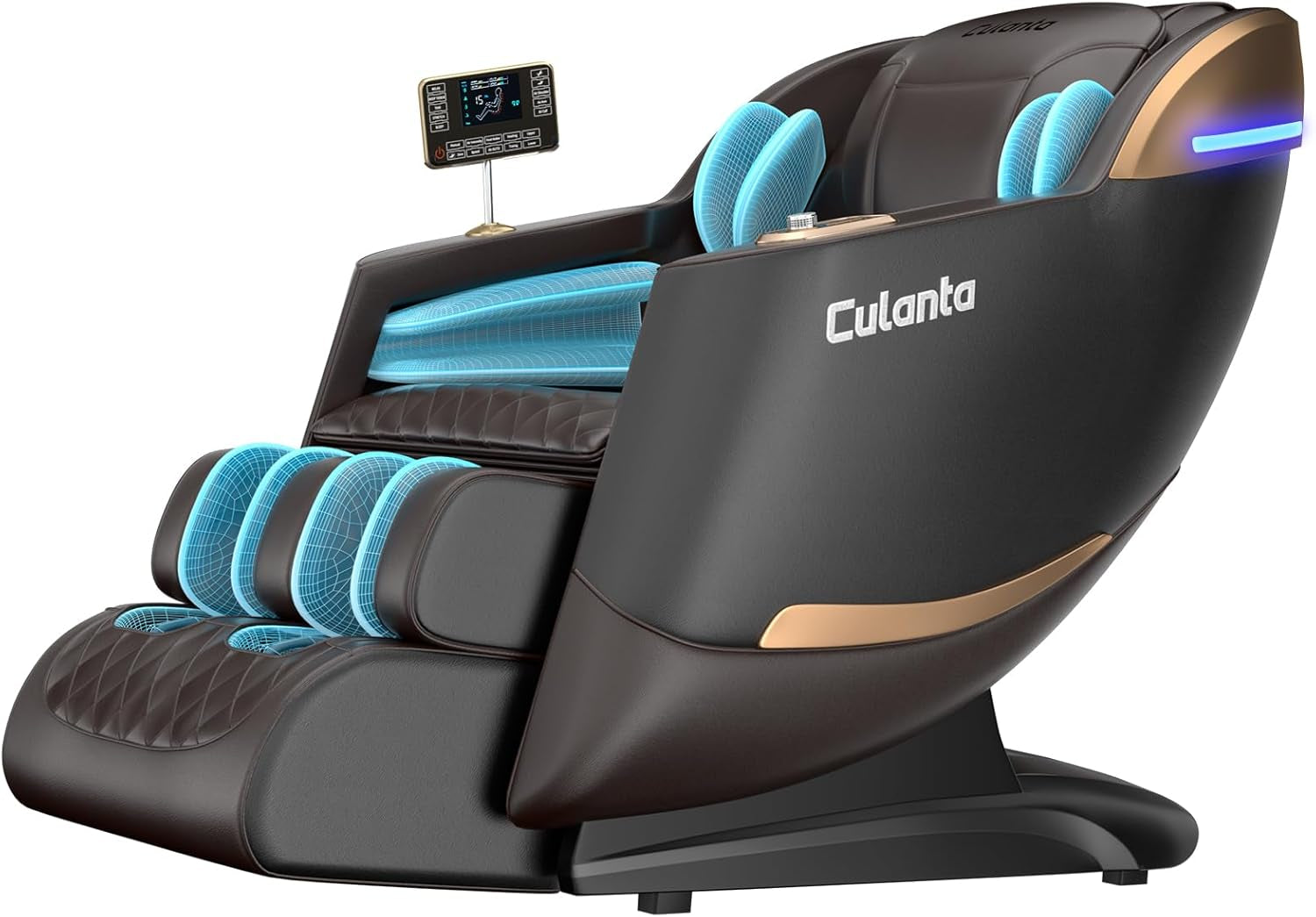 Massage Chair Full Body 53" Sl-Track Zero Gravity Shiatsu, Brown
