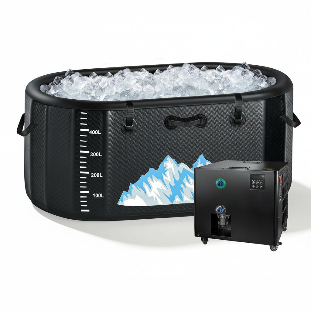 Cold Plunge Tub, 248 Gallon, 1 Horsepower, Heavy-Duty Ice Bath Tub for Athletes with Hot & Cold, Portable Inflatable Plunge Chiller with Water Treatment Kit, Immersion Therapy, Wifi (Black, 1 Set)