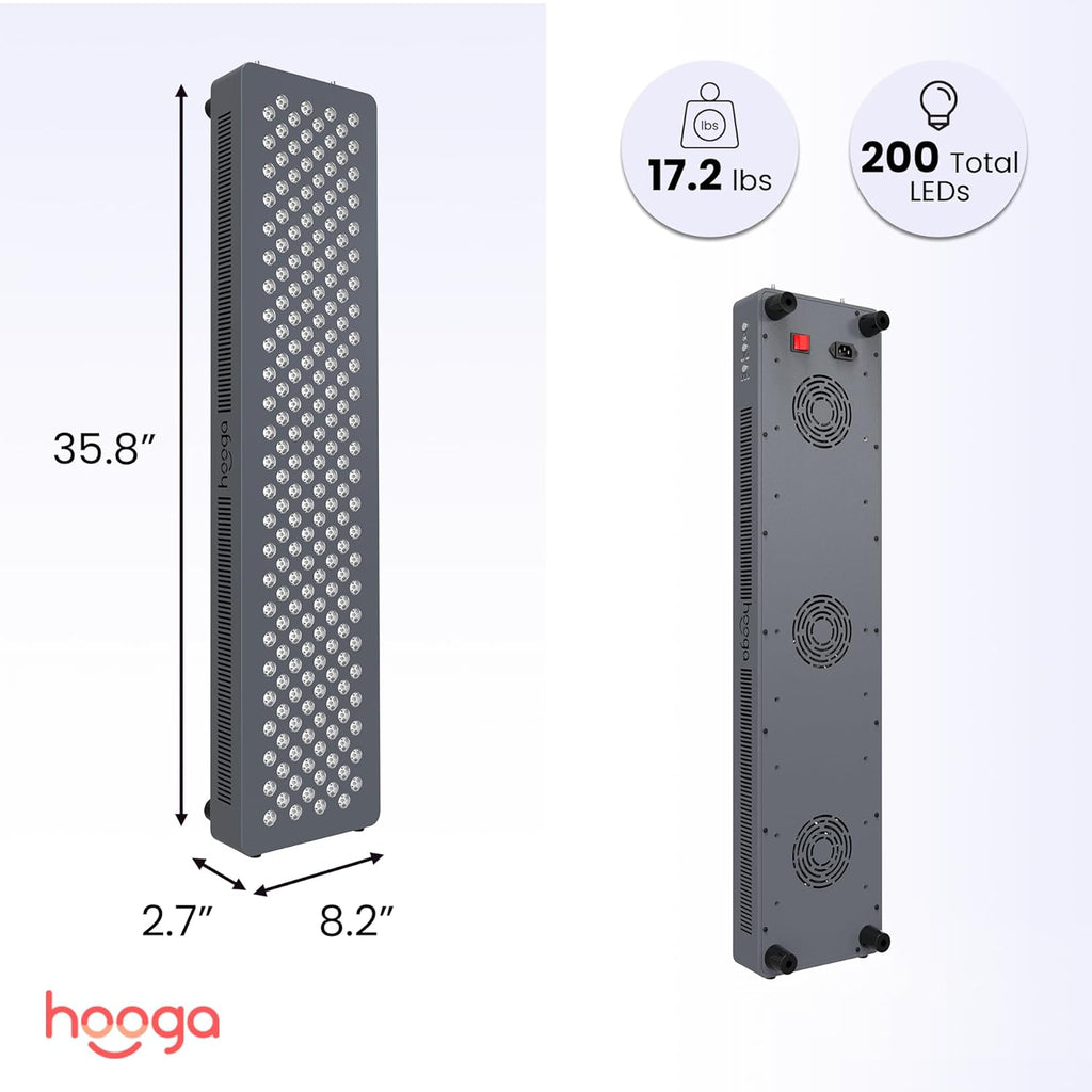 HG1000 Full Body Red Light Therapy Panel, 200 Leds, 660Nm Red & 850Nm Near-Infrared Light, Built-In Timer, Door Hanging Kit