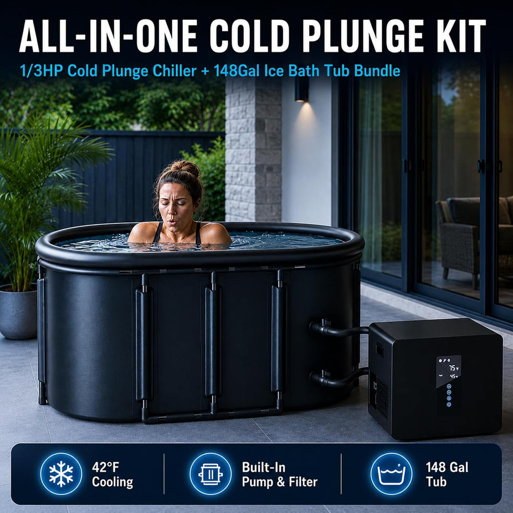 1/3HP Ice Bath Chiller & 148Gal Cold Plunge Tub Bundle
