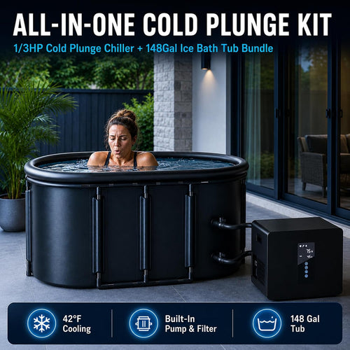 1/3HP Ice Bath Chiller & 148Gal Cold Plunge Tub Bundle