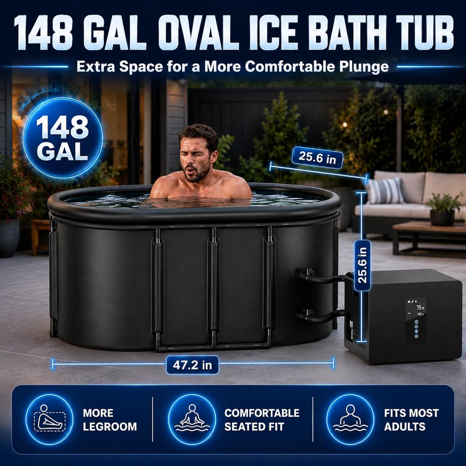 1/3HP Ice Bath Chiller & 148Gal Cold Plunge Tub Bundle