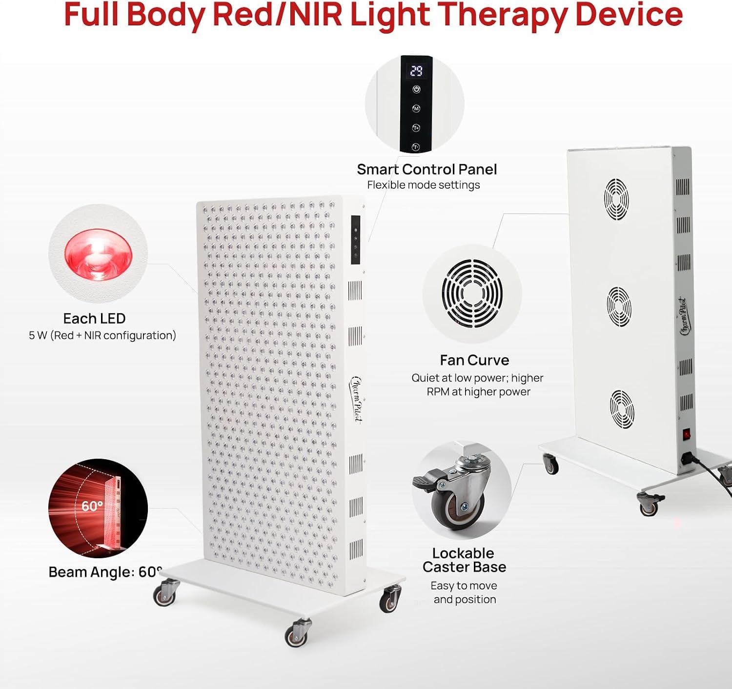 Red Light Therapy Panel for Body, 580Leds, Near‑Infrared Light Device