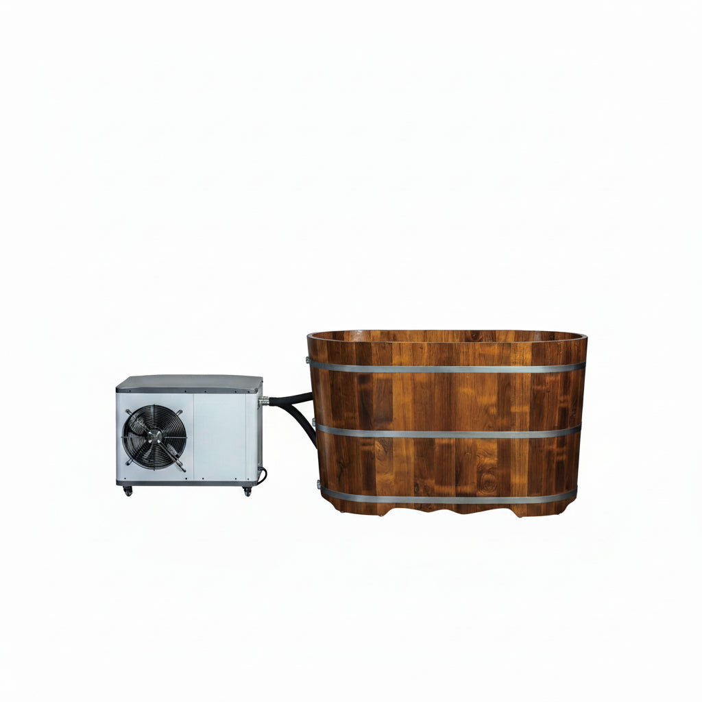 WOODBRIDGE 54" Indoor Cold Plunge Tub W/ 1.3 HP White Chiller – Rapid Cooling & Heating, Ozone Sanitation, Filter Circulation System, Wifi-Enabled & Remote Control via APP, Insulated Tub Cover