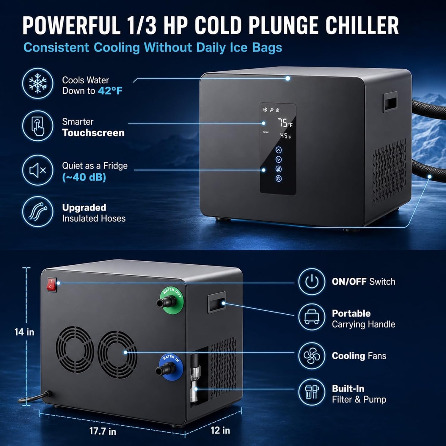 1/3HP Ice Bath Chiller & 148Gal Cold Plunge Tub Bundle
