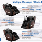 Full Body Massage Chair Recliner with Zero Gravity,  Leather Massage Chair with Air Pressure, 8 Massage Fix Rollers, Heating, Airbag, Bluetooth, Retractable Footrest for Relaxion, Brown+Black