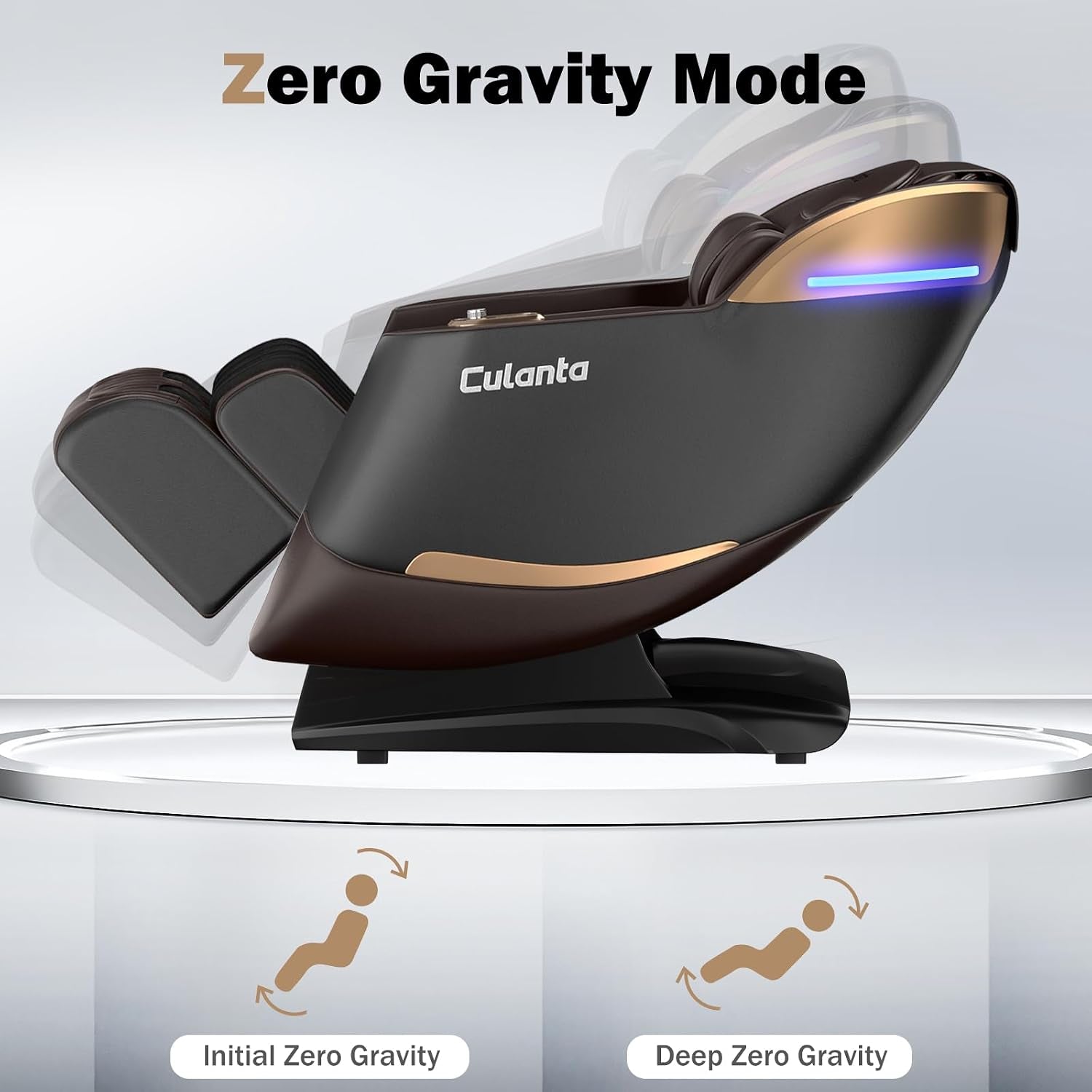 Massage Chair Full Body 53" Sl-Track Zero Gravity Shiatsu, Brown